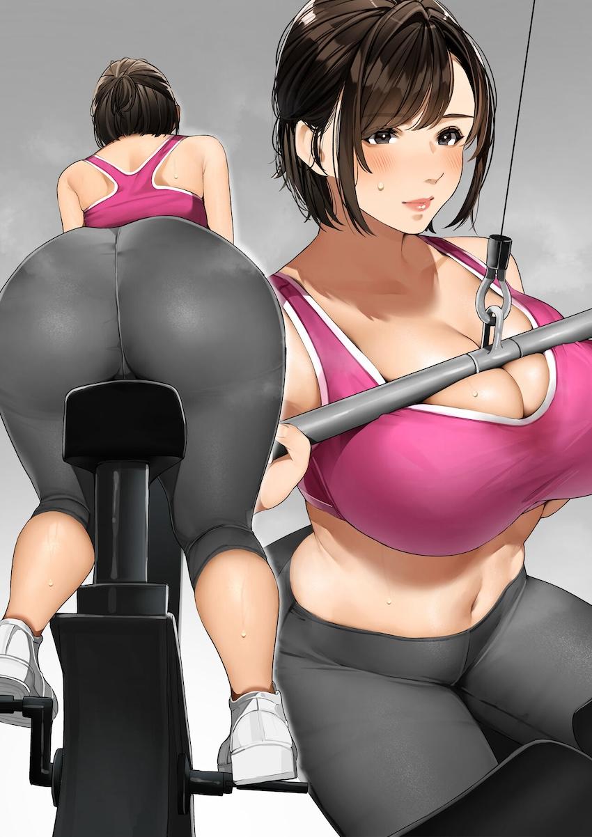 ムチムチ巨乳タンクトップ麻由子さんの個室パーソナルトレーニング <> 009