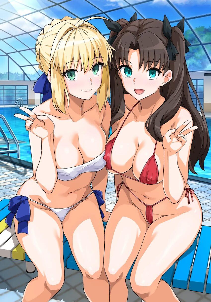 セックス大好きなセイバーと凛のビッチコンビがナンパ男と4Pセックスする話 <> 004