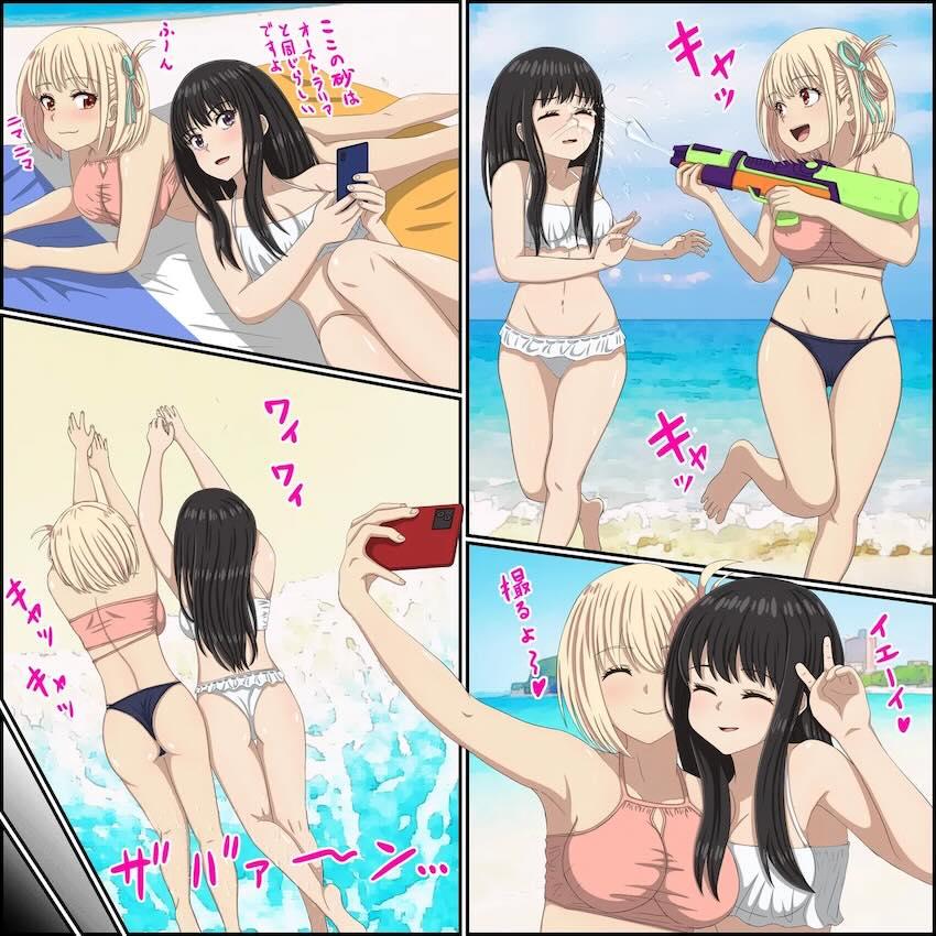 温泉旅館でペニバン百合えっちする錦木千束と井ノ上たきな <> 004
