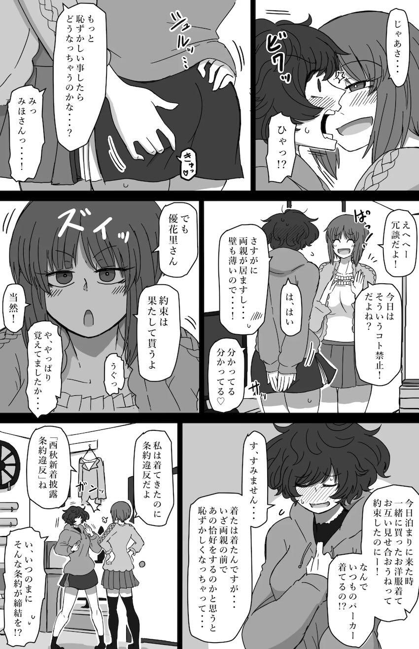 西住みほと秋山優花里のはじめてのお泊まり百合えっち！ <> 009
