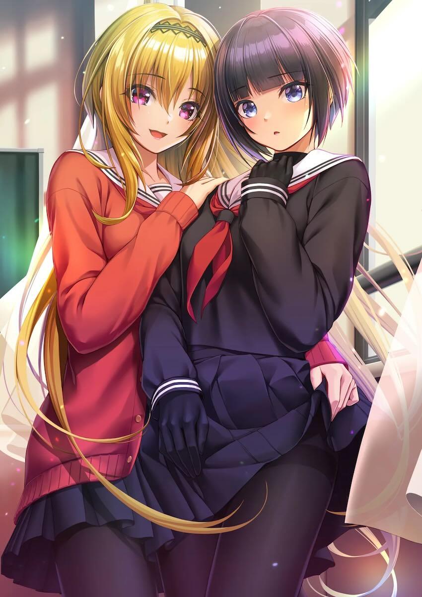 白雪千夜と黒埼ちとせが双頭ディルドで百合エッチ <> 002